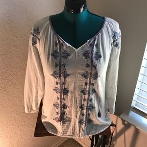 MAURICES blouse / long-sleeved / white, colorful / size large